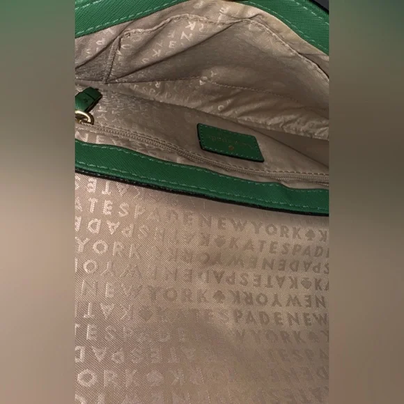 KATE SPADE NEWBURY LANE GOLD CHAIN CROSSBODY SATCHEL LEATHER BAG GREEN COLOR - Picture 3 of 12